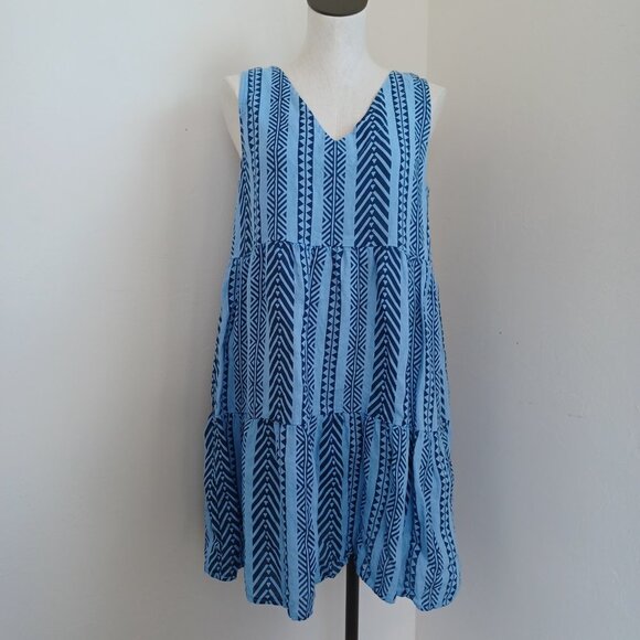 Bella Umbra Dress 100% Linen Sleeveless V Neck Blue Womens size Medium - Picture 5 of 13